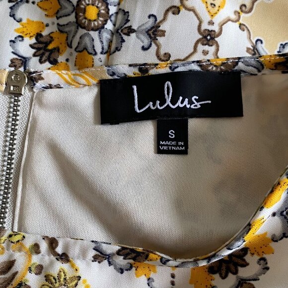 Lulus Yellow Dandy Lion Yellow Print Shift Dress, Short Sleeve Women's Size S - Picture 11 of 14